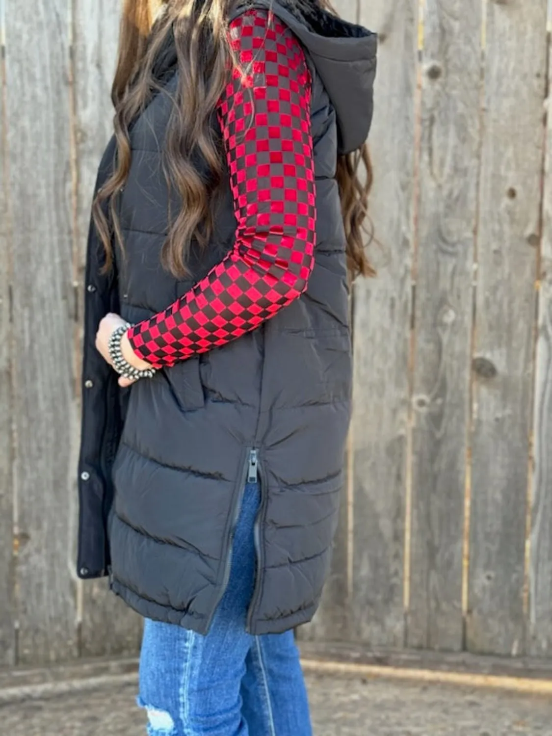 Alice Long Black Puffer Vest