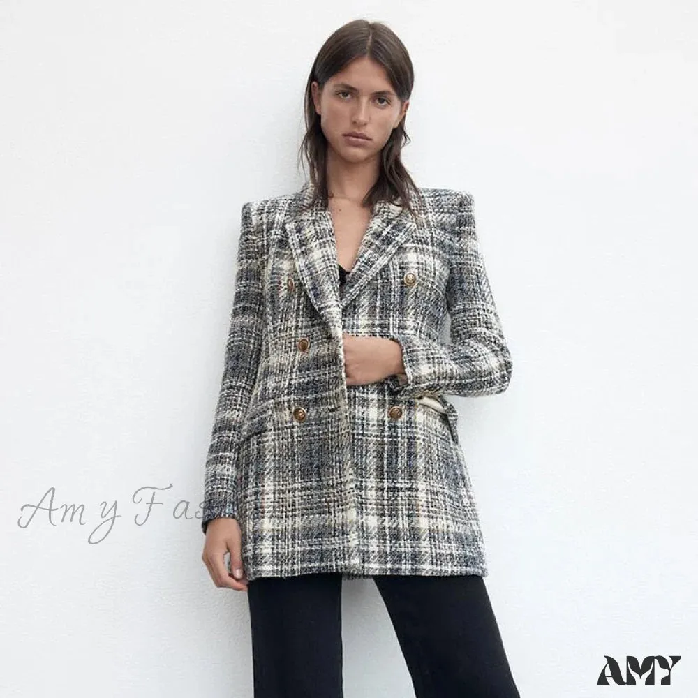 Amy Fashion - New Casual Plaid Blazer