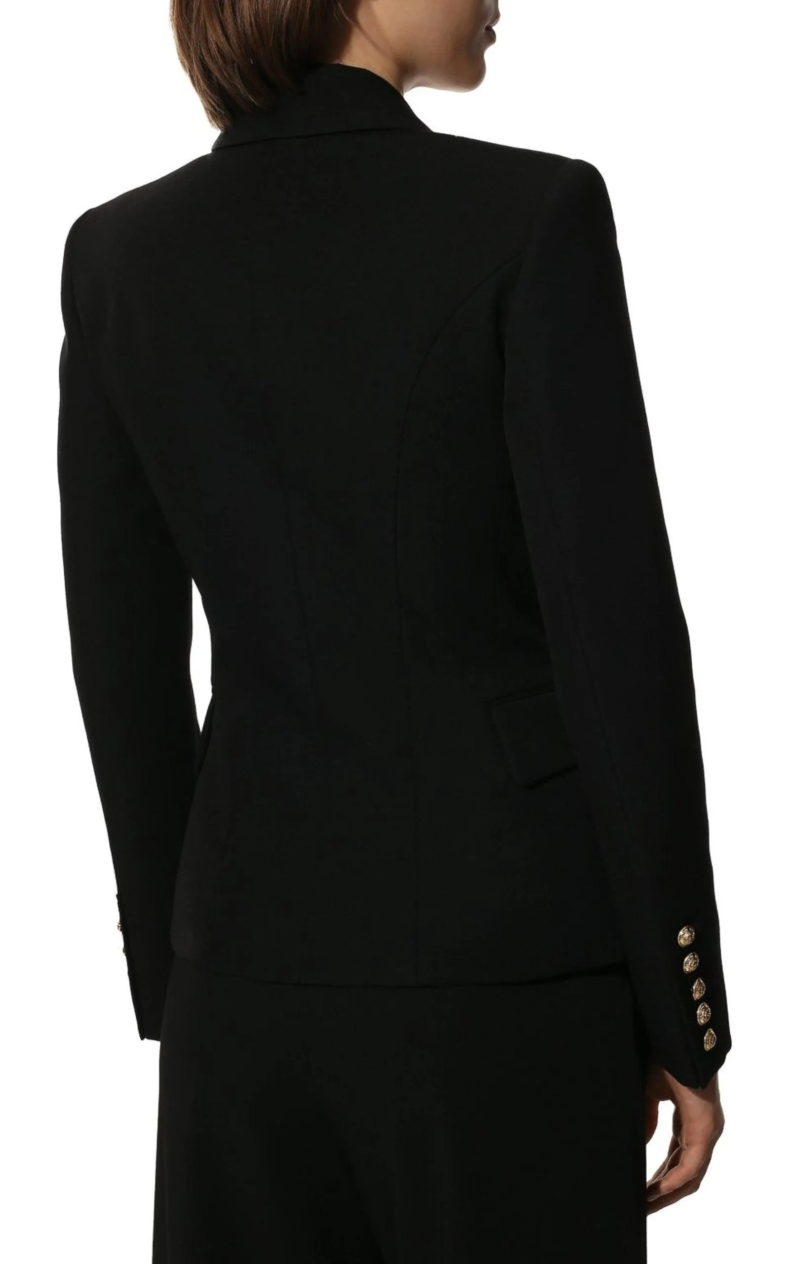 Black Classic Double-Breasted Wool Blazer