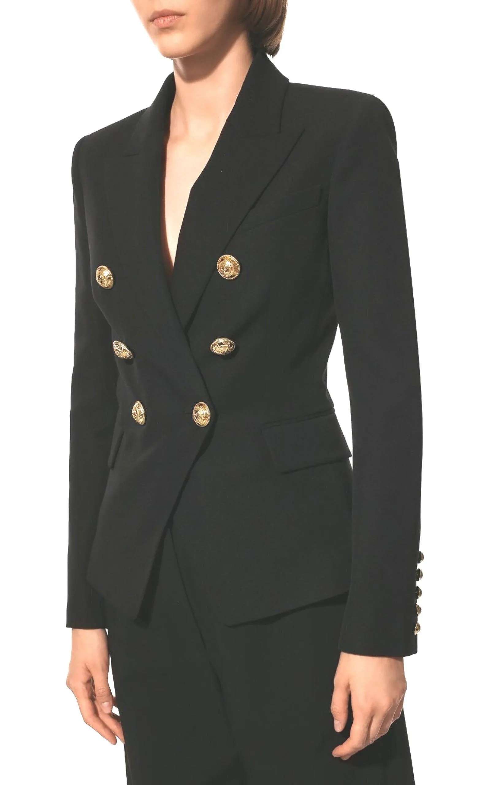 Black Classic Double-Breasted Wool Blazer