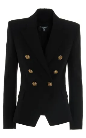 Black Classic Double-Breasted Wool Blazer