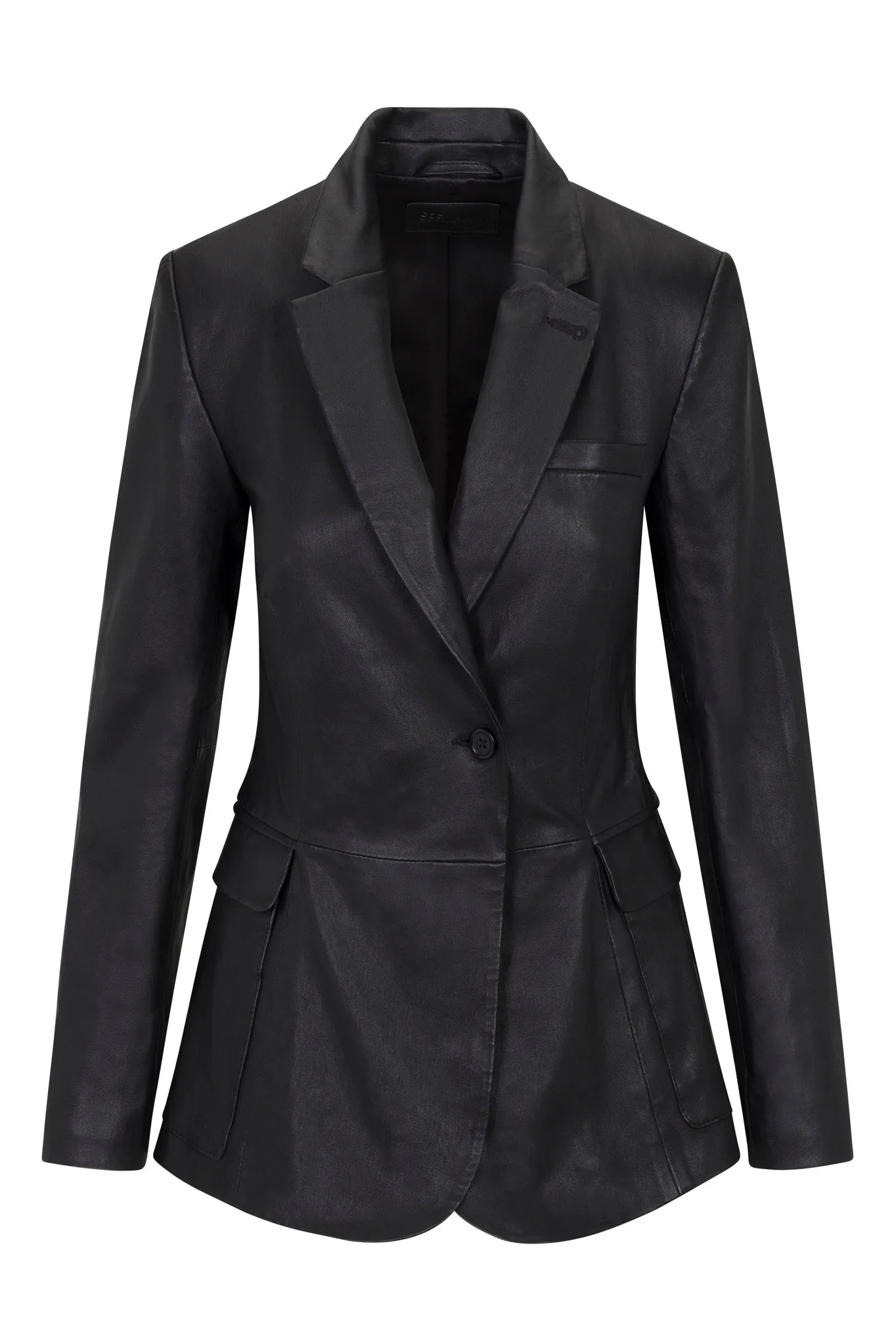 Black Leather Fitted Blazer