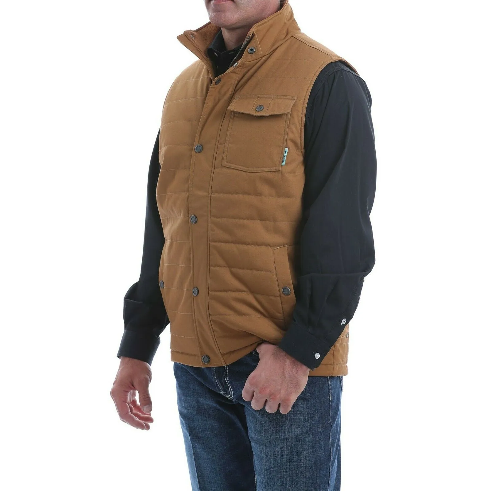 Cinch Men's  Wax Coated Canvas Brown Polyfill Vest MWV1532001