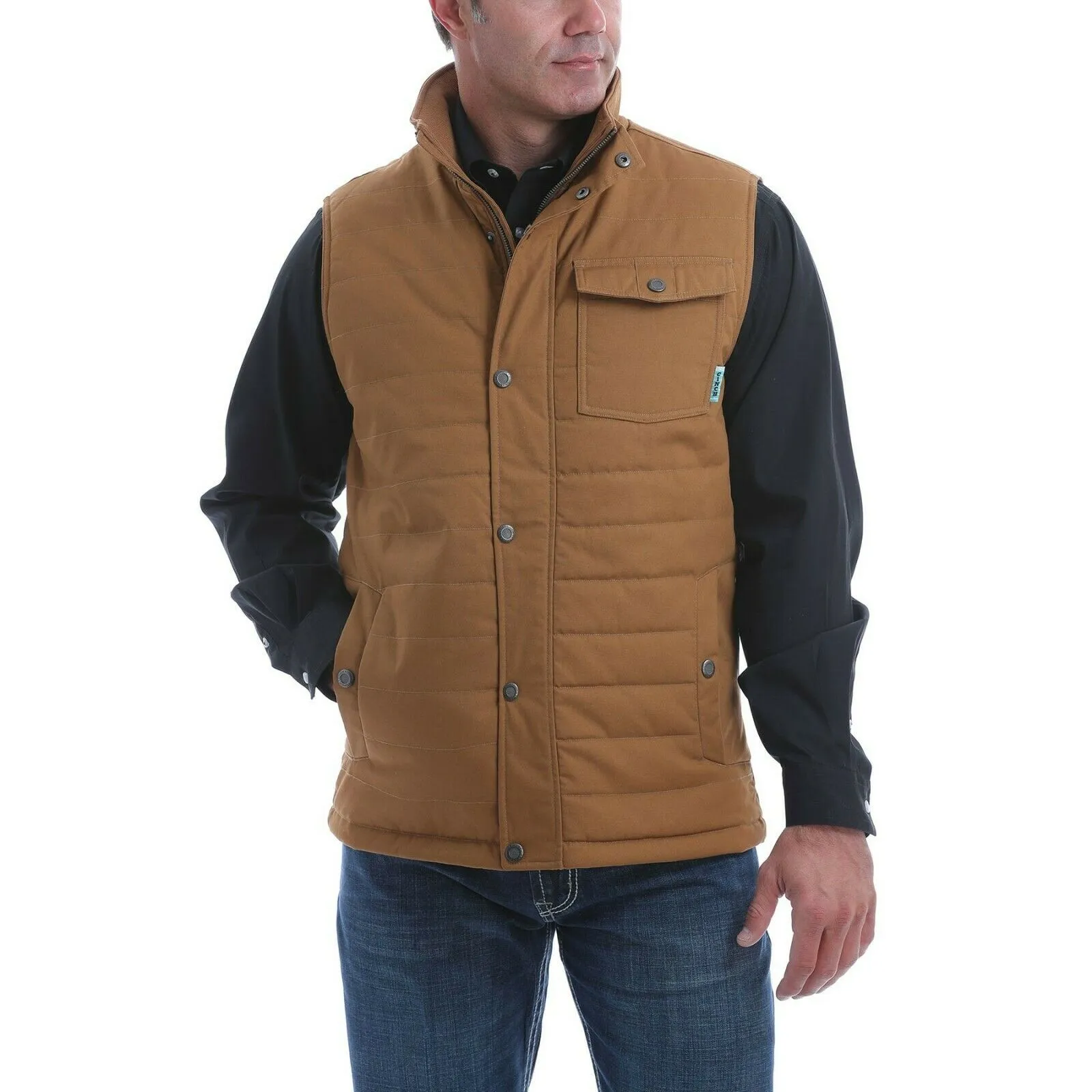 Cinch Men's  Wax Coated Canvas Brown Polyfill Vest MWV1532001