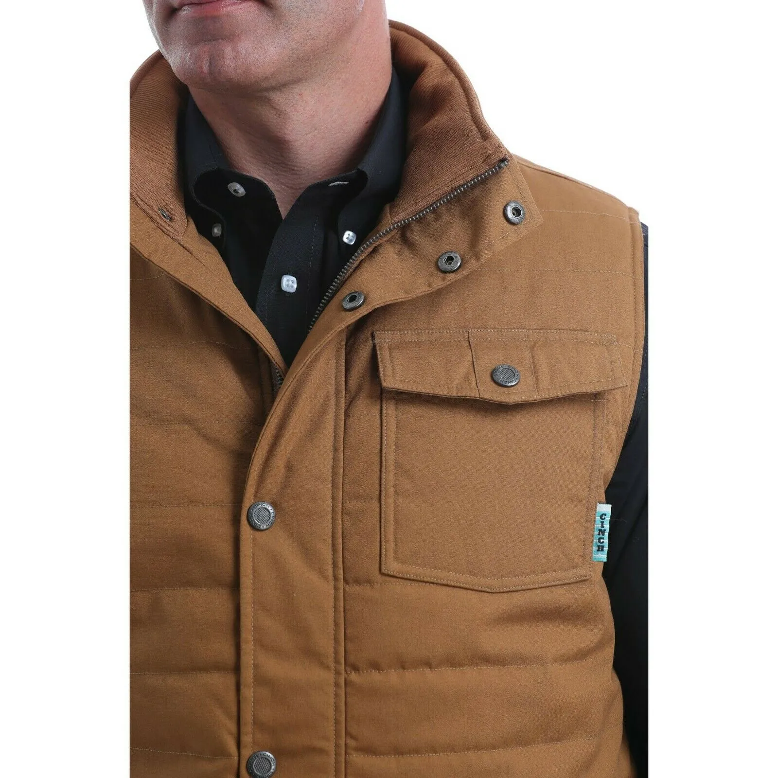 Cinch Men's  Wax Coated Canvas Brown Polyfill Vest MWV1532001