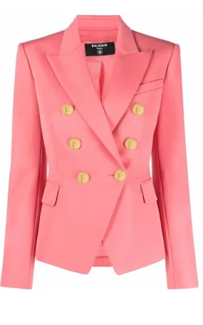 Coral Double-breasted Wool Blazer