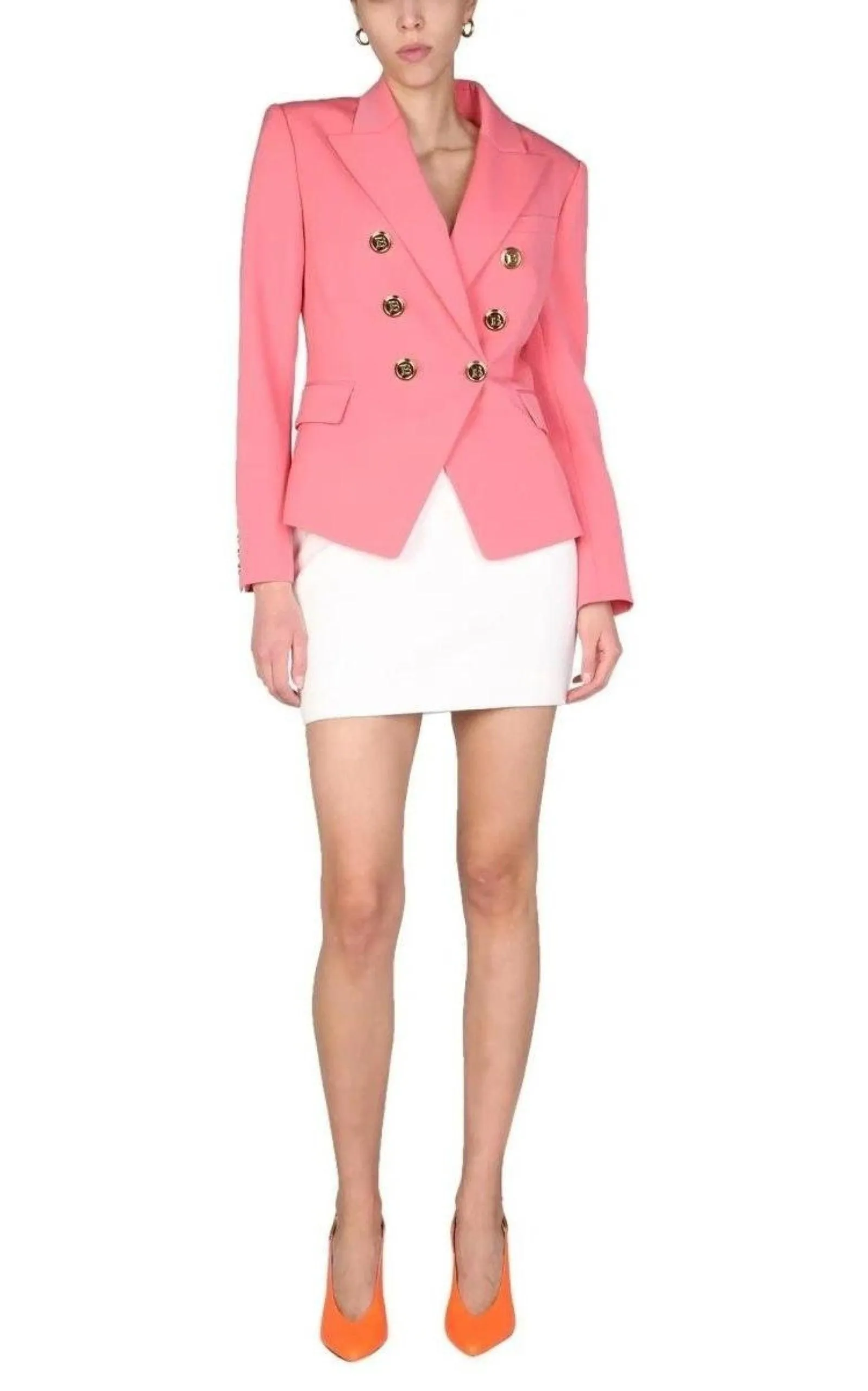 Coral Double-breasted Wool Blazer