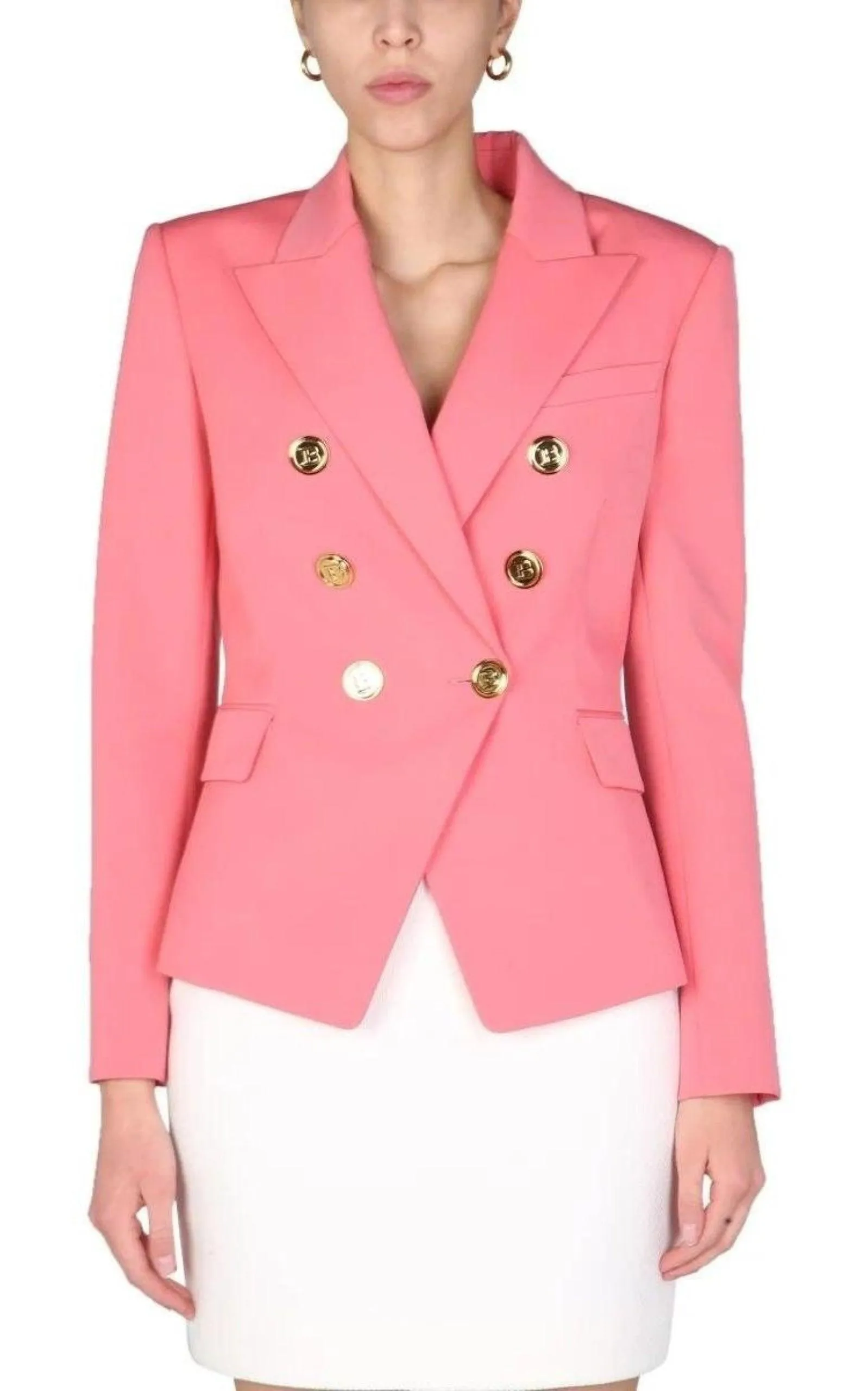 Coral Double-breasted Wool Blazer