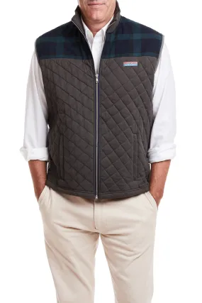 Cross Rip Quilted Vest Charcoal with Blackwatch Trim