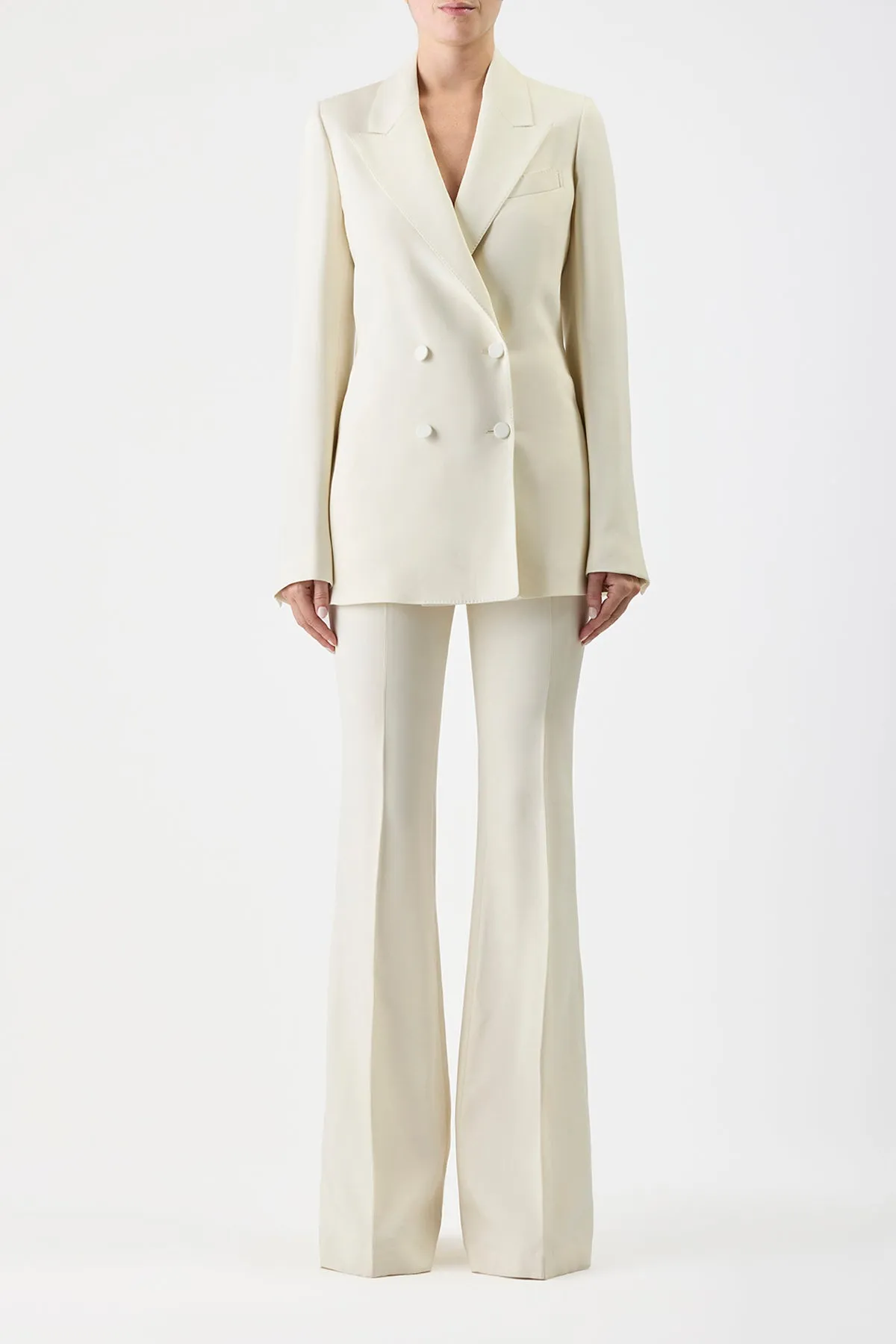 Damus Blazer in Ivory Silk Wool Cady