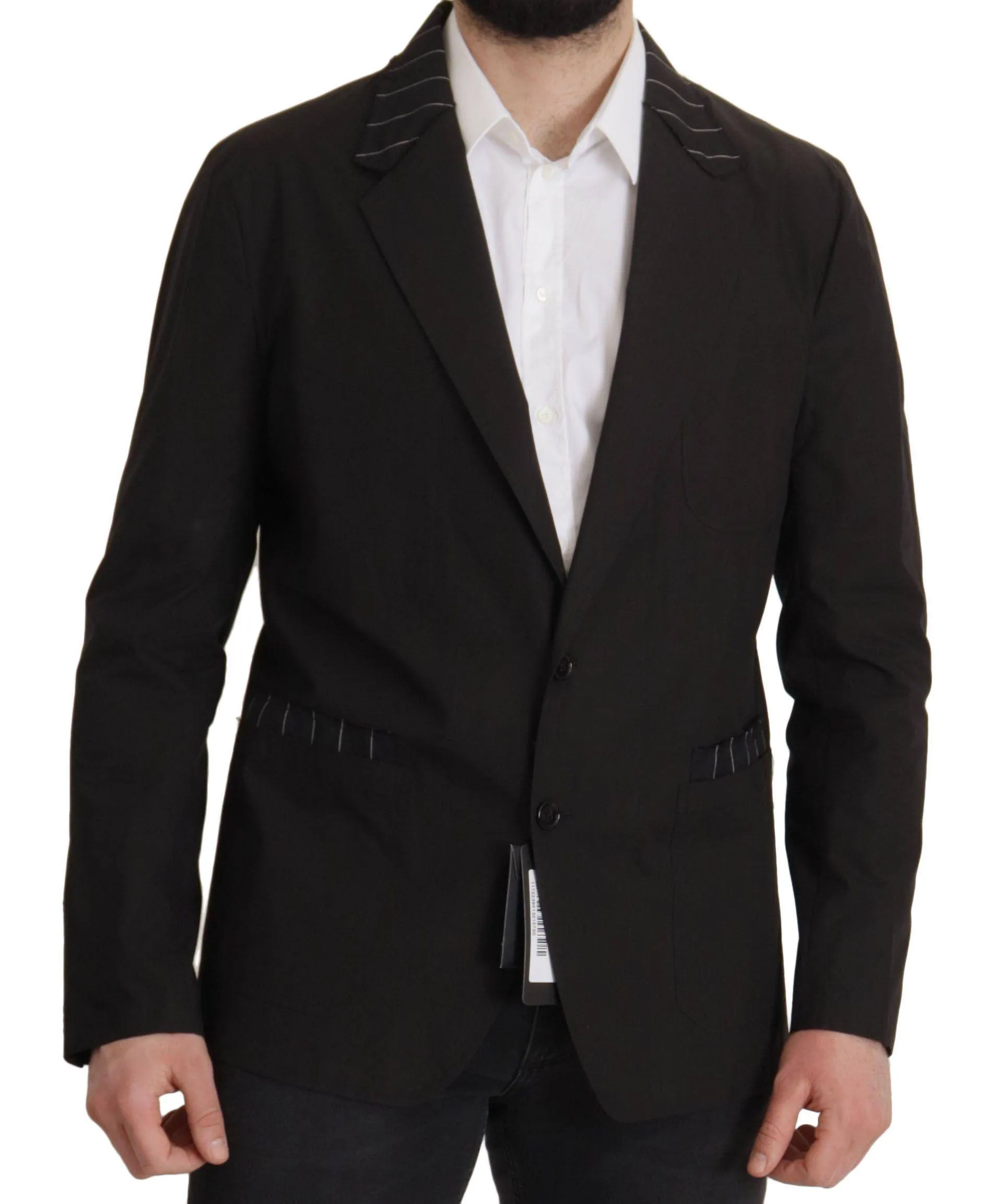 Dolce & Gabbana Black Cotton Single Breasted Blazer Jacket