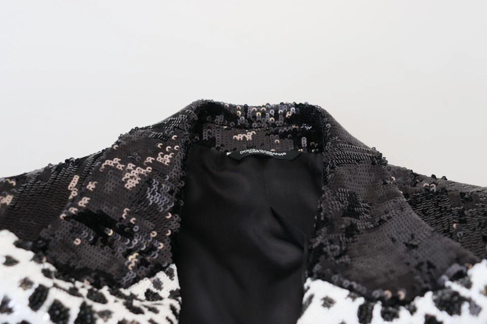 Dolce & Gabbana Black Sequined Cow Pattern Nylon Blazer