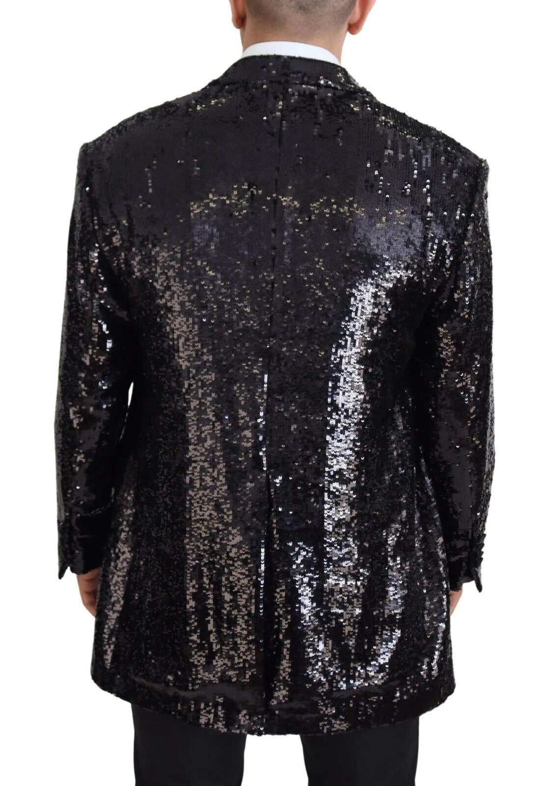 Dolce & Gabbana Black Sequined Cow Pattern Nylon Blazer