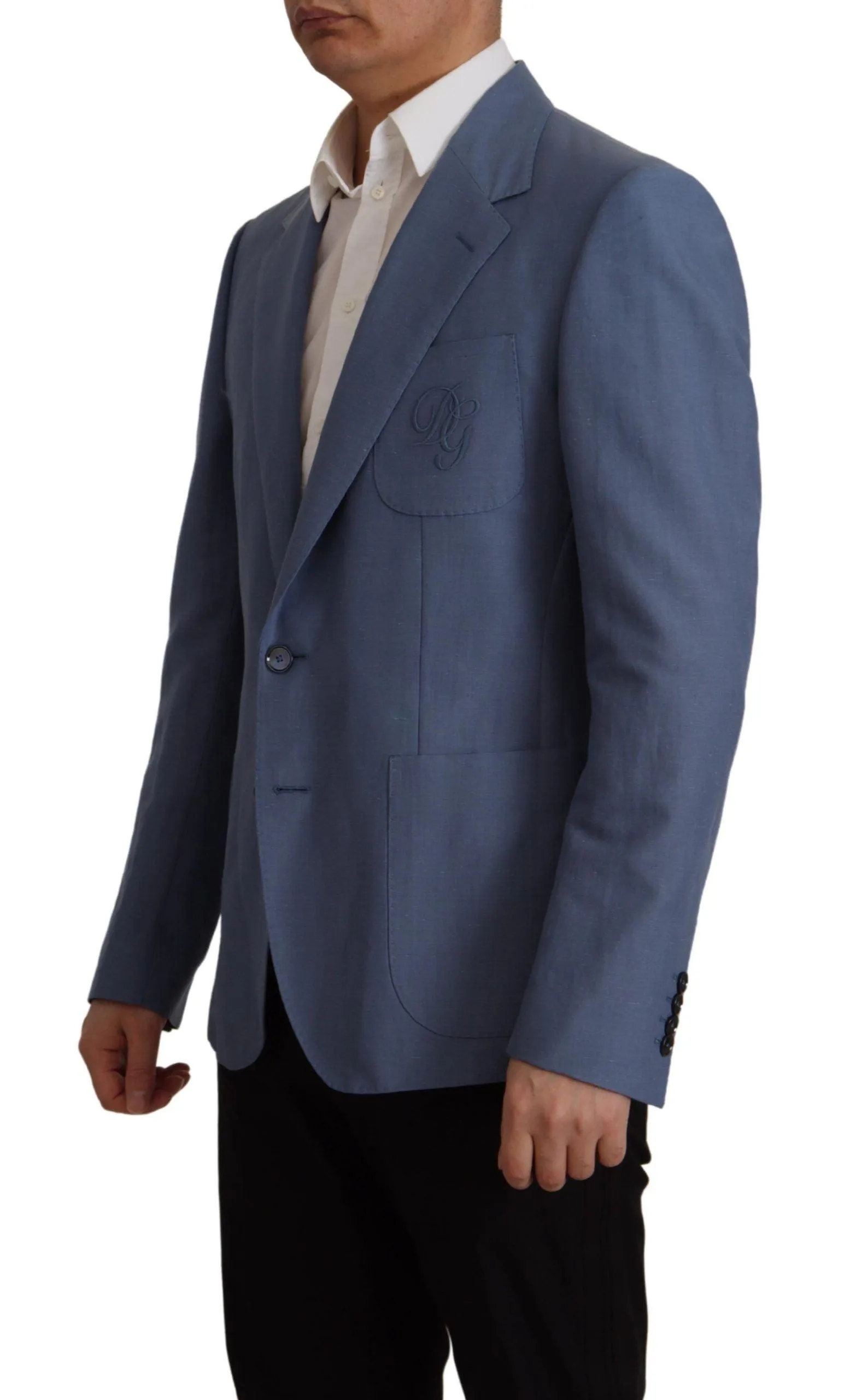 Dolce & Gabbana Blue Single Breasted Logo Blazer Jacket