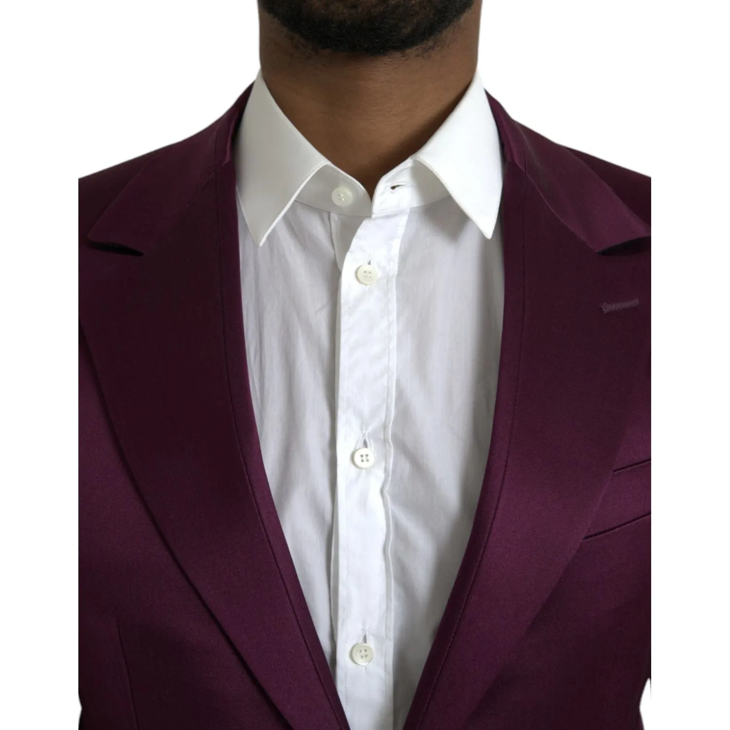 Dolce & Gabbana Maroon Silk Single Breasted Coat Blazer