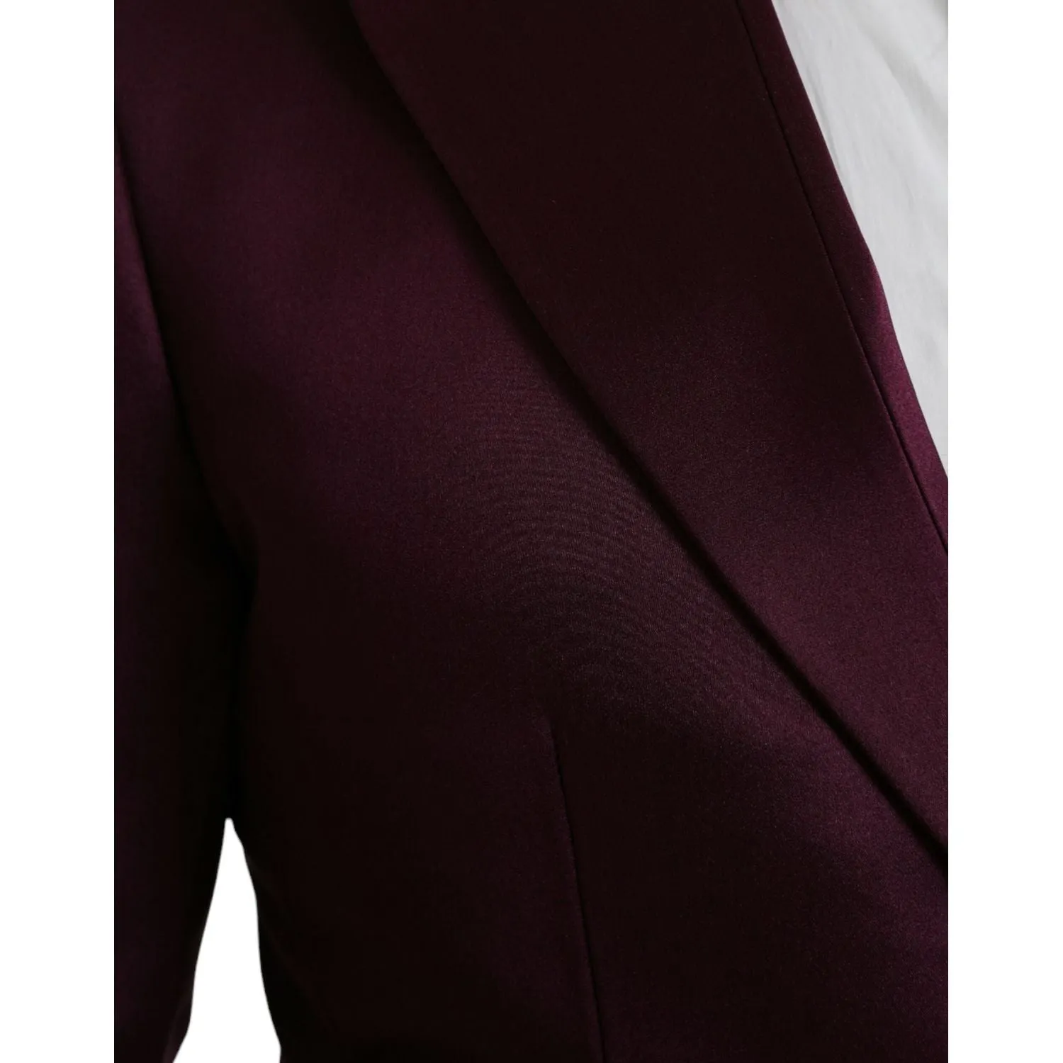 Dolce & Gabbana Maroon Silk Single Breasted Coat Blazer