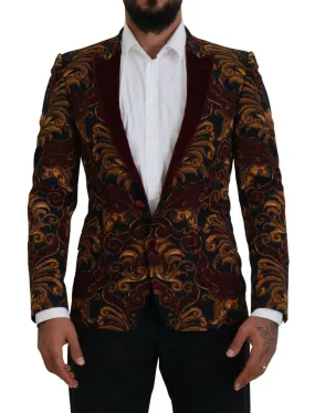 Dolce & Gabbana Multicolor Floral Single Breasted Martini Blazer