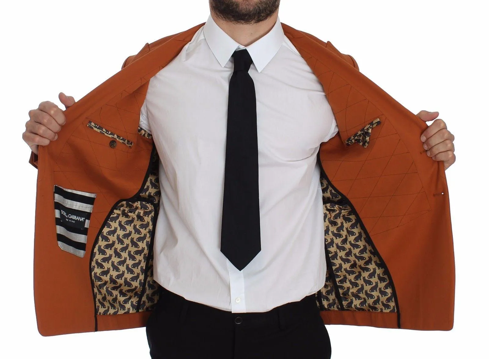 Dolce & Gabbana Orange Cotton Stretch Blazer