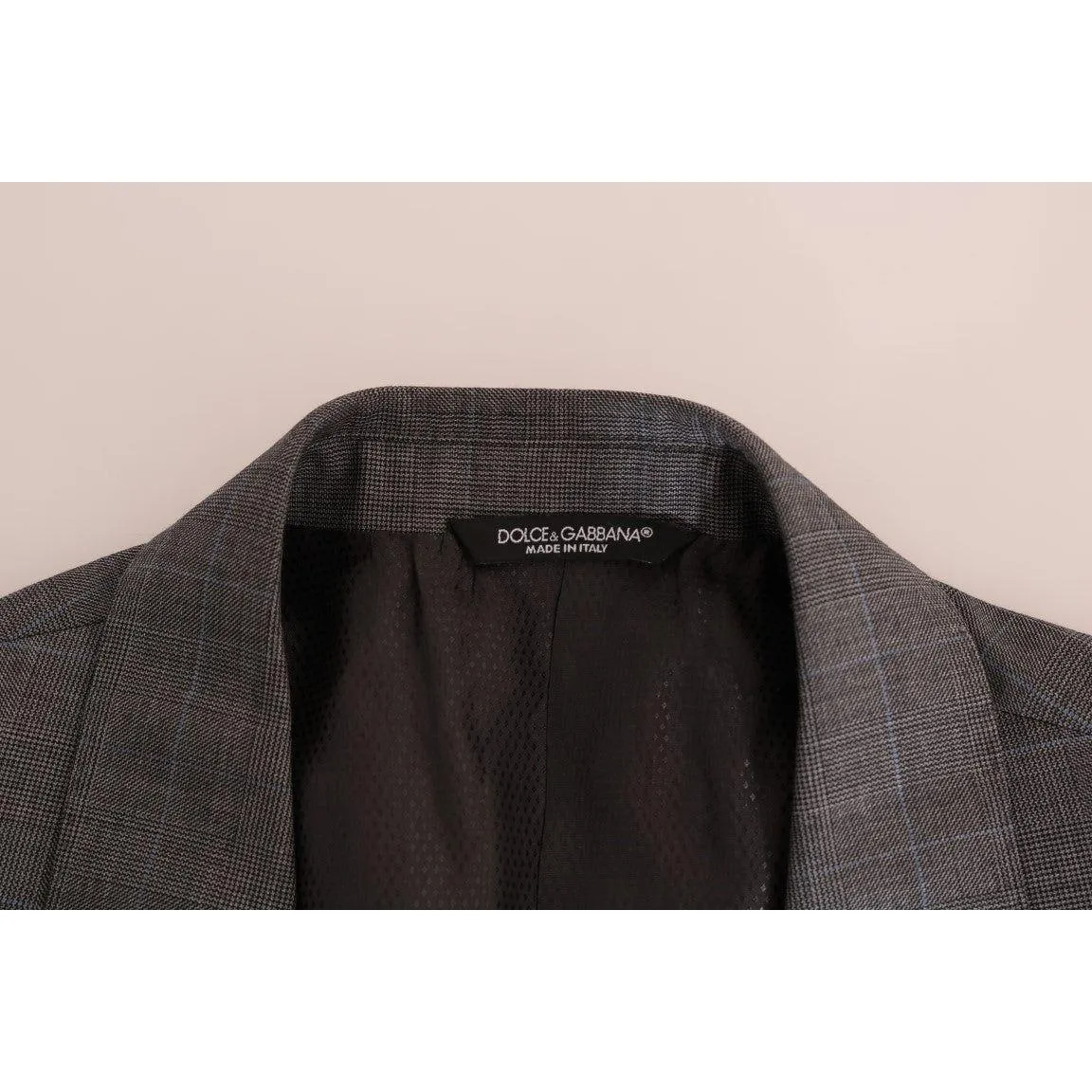 Dolce & Gabbana Sleek Gray Checkered Wool Blazer