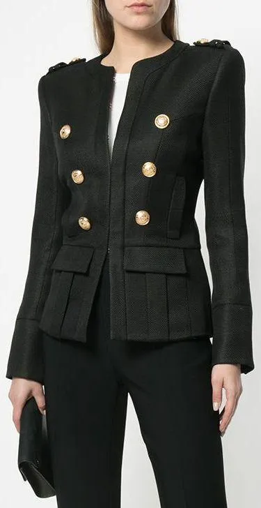 Double-Breasted Paneled Jacket