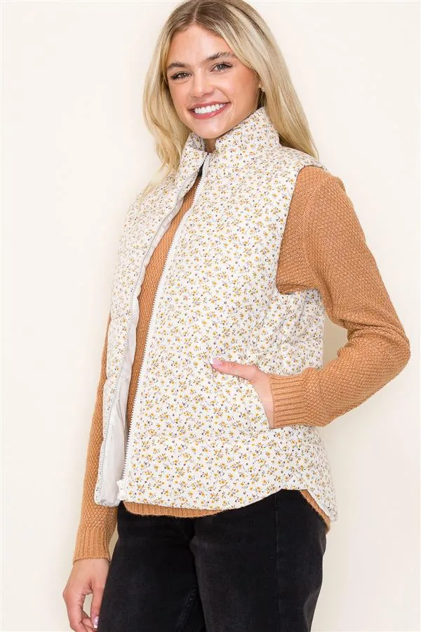 Floral Puffer Vests - 2 Colors! - FINAL SALE