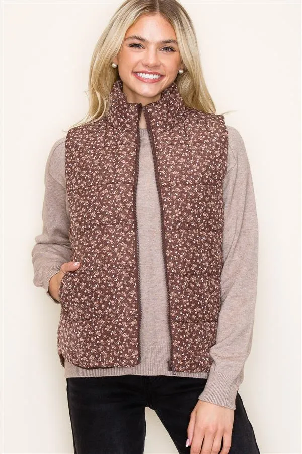 Floral Puffer Vests - 2 Colors! - FINAL SALE