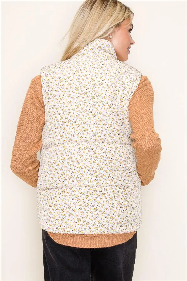 Floral Puffer Vests - 2 Colors! - FINAL SALE