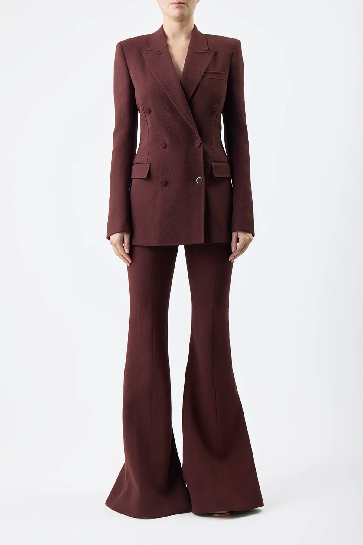 Gavin Blazer in Deep Bordeaux Virgin Wool Crepe