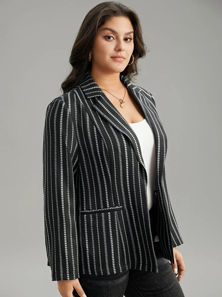 Geometric Pocket Contrast Suit Collar Blazer