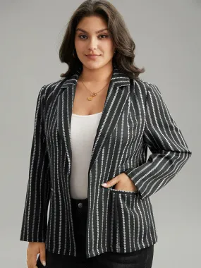 Geometric Pocket Contrast Suit Collar Blazer