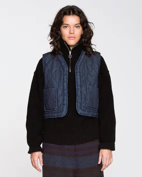 G.o.D Tsuki Vest Quilted Denim Indigo