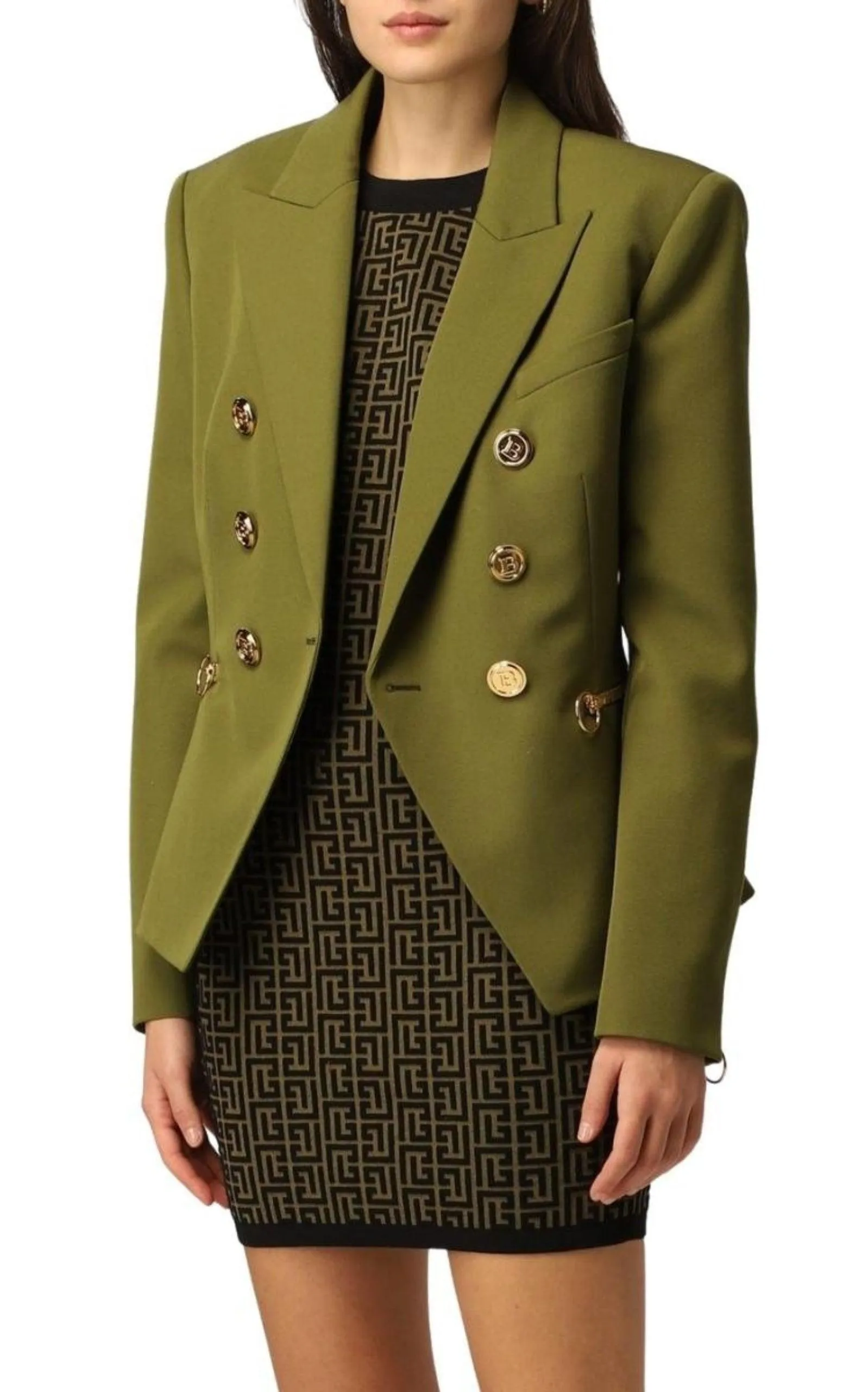 Green Wool Double-breasted Blazer