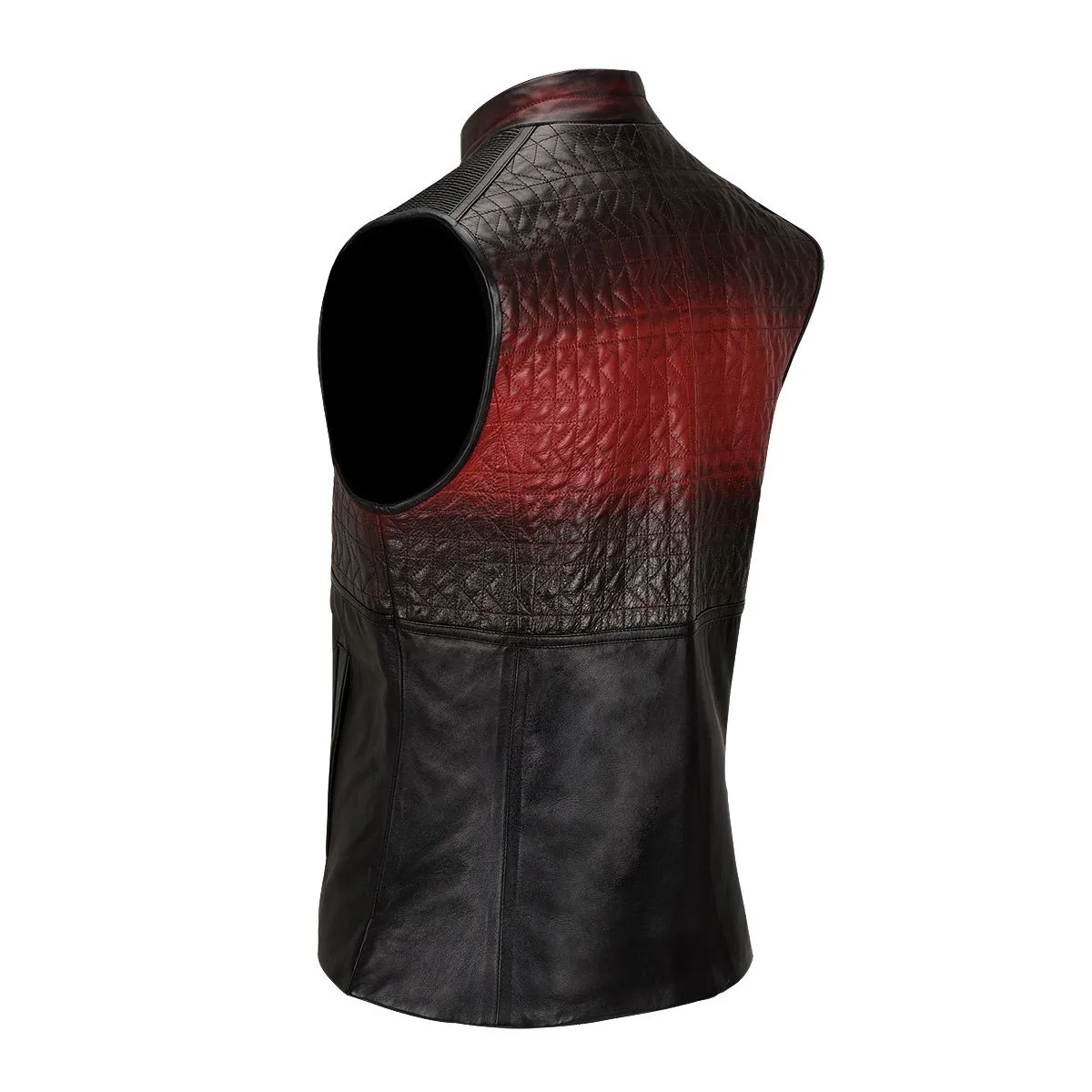 H295COB- Cuadra red casual fashion quilted goat leather racer vest for men