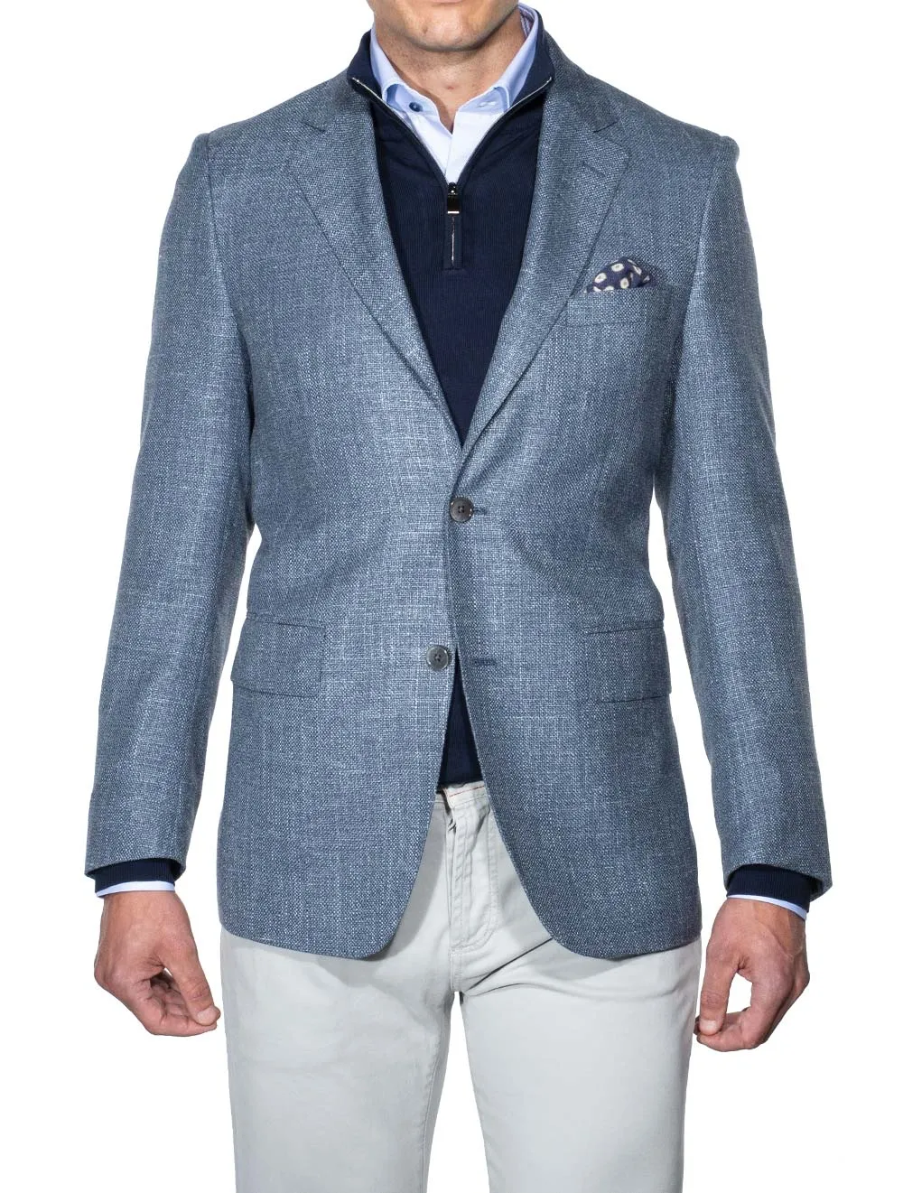 Half Lined Wool And Silk Jacket Blue