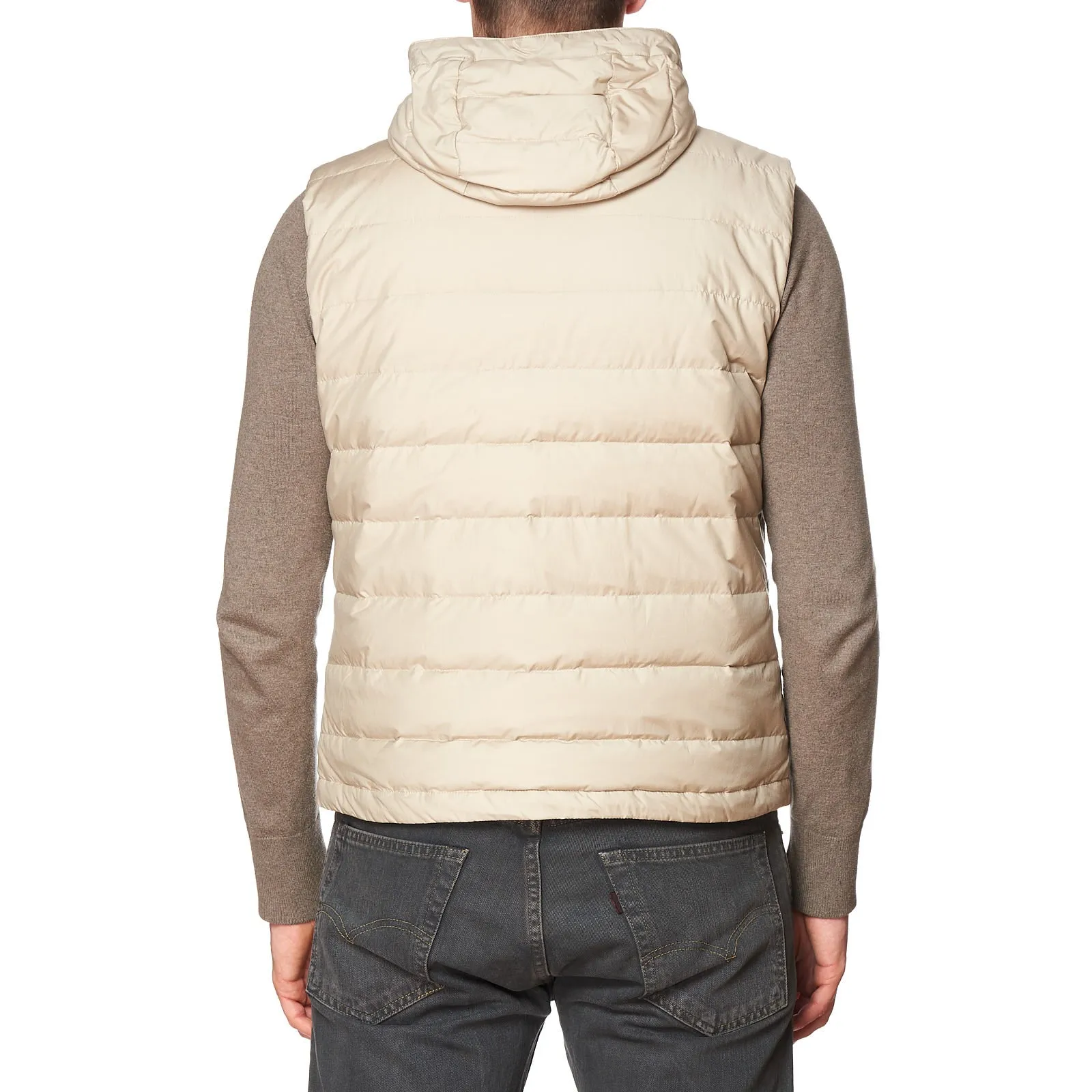 KITON KIRED Super Litek 60g "Bitta" Beige Cotton Goose Down Hooded Vest 50 M