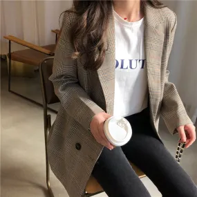 [Korean Style] Alfee Double Breaster Check Blazer