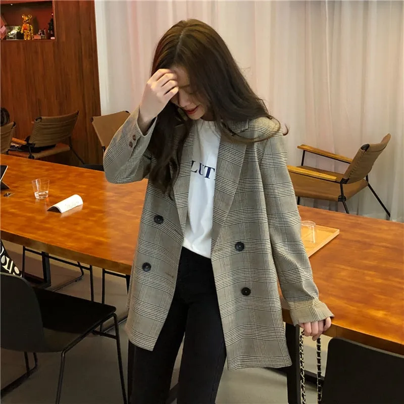 [Korean Style] Alfee Double Breaster Check Blazer