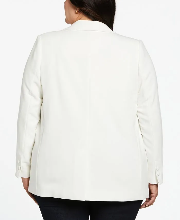 Large size double-breasted gabardine jacket ELLA Rafaella, white