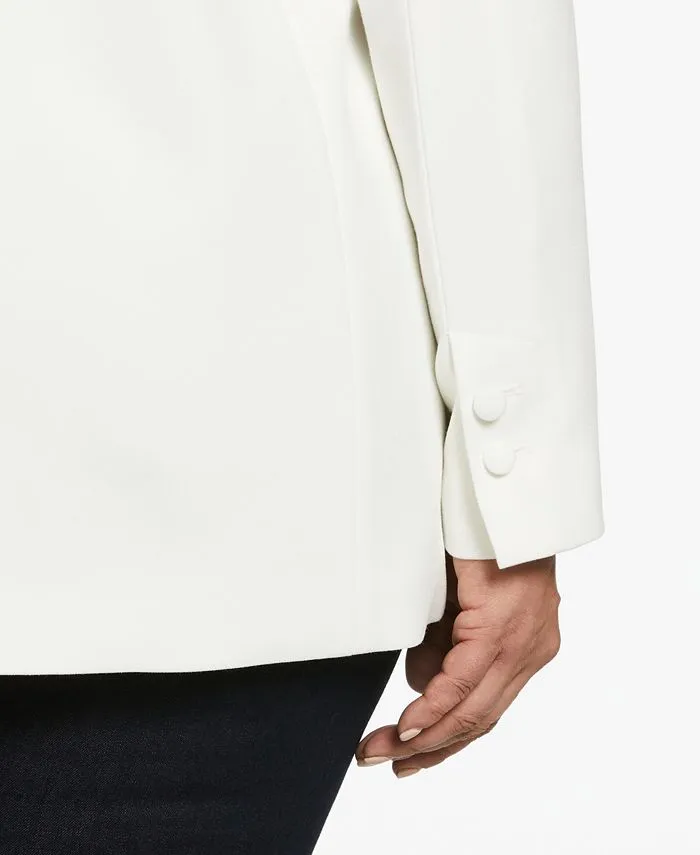 Large size double-breasted gabardine jacket ELLA Rafaella, white