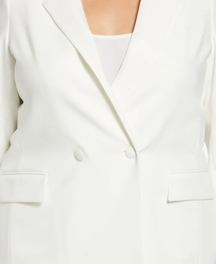 Large size double-breasted gabardine jacket ELLA Rafaella, white