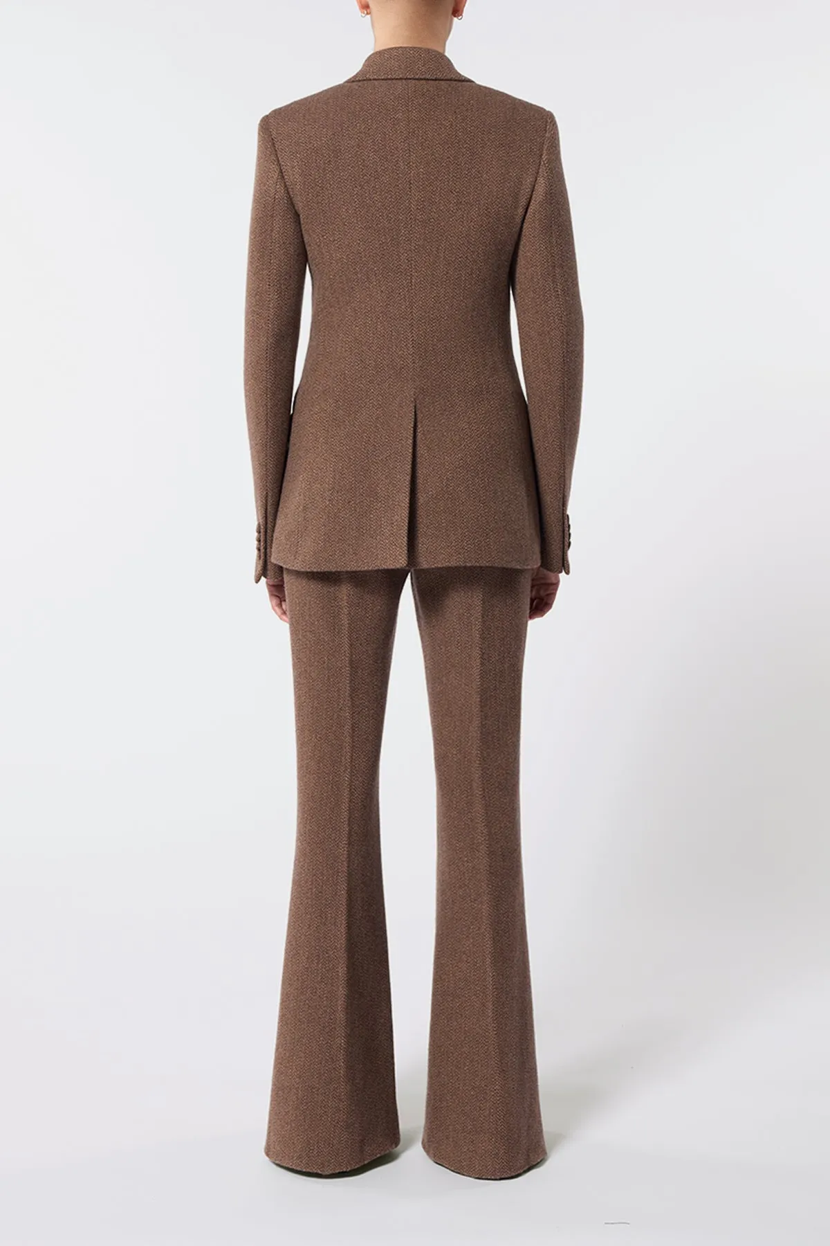 Leiva Blazer in Chocolate Multi Virgin Wool Cashmere Herringbone