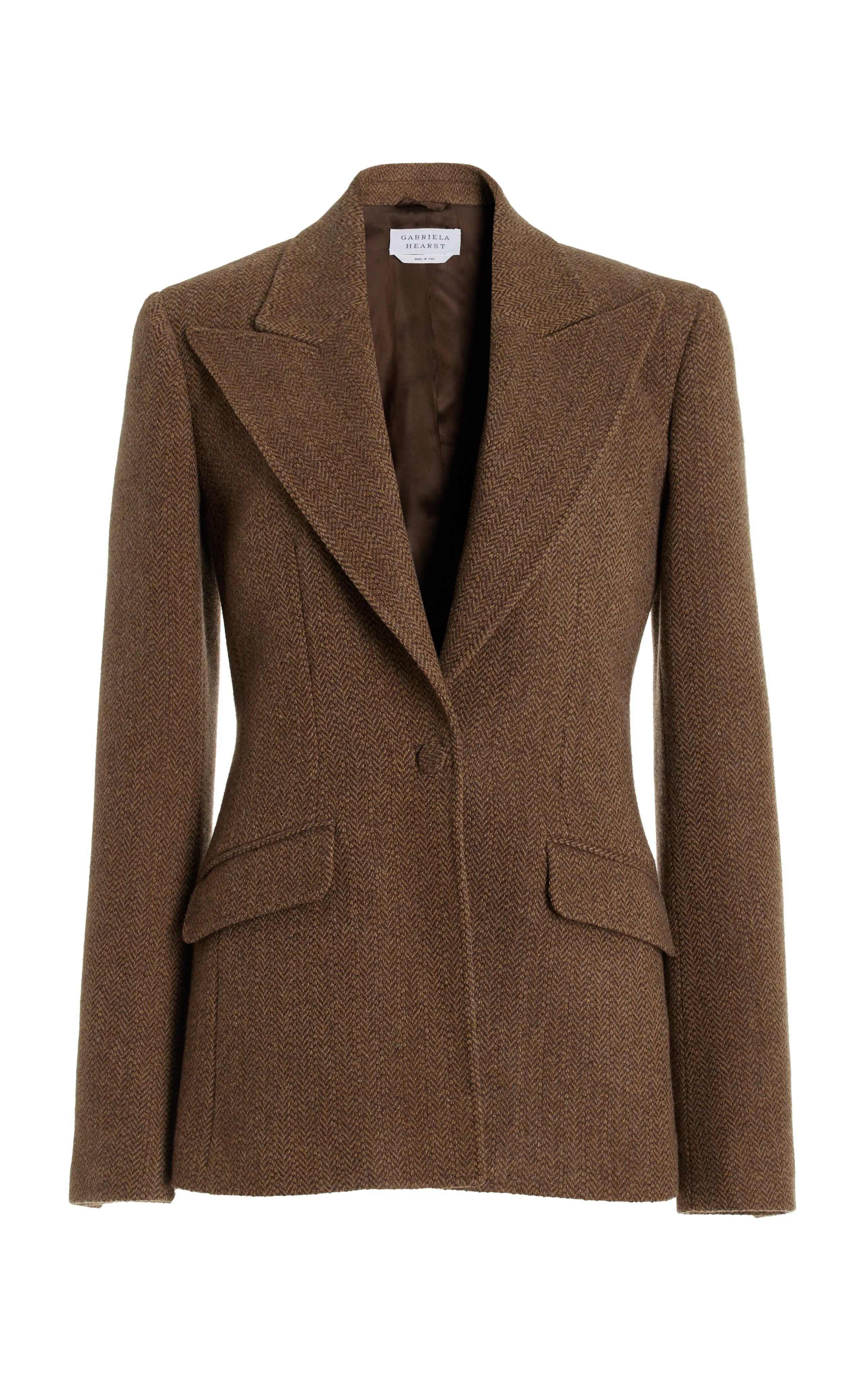 Leiva Blazer in Chocolate Multi Virgin Wool Cashmere Herringbone