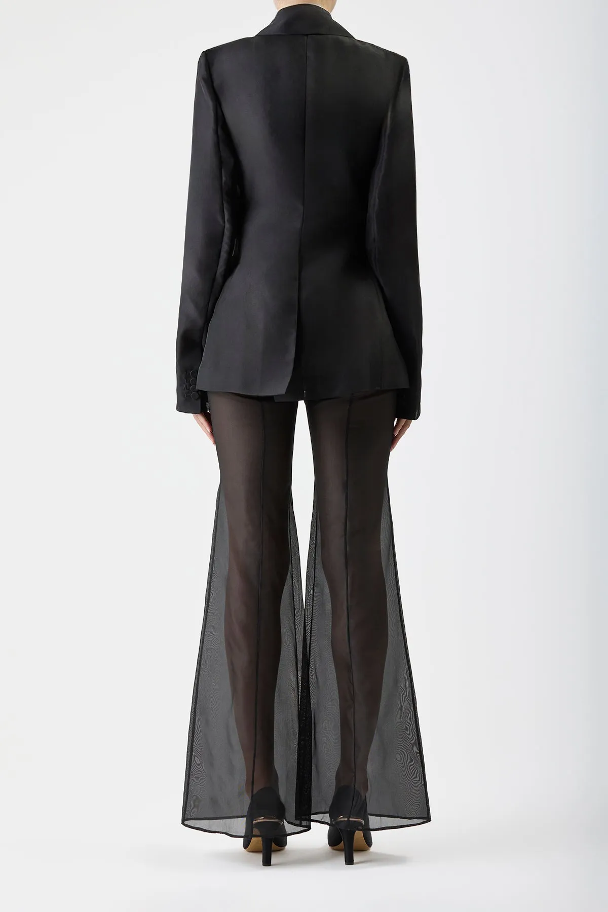 Leiva Sheer Blazer in Black Silk Organza