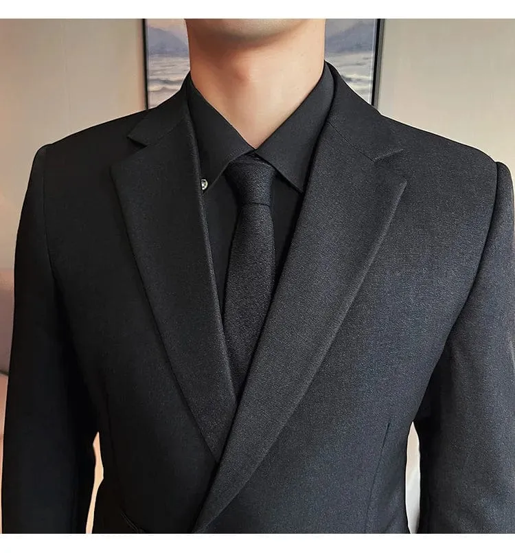 Luxury British Style Men's High-Quality Business Tuxedo Jacket - Slim Fit Buckle Suit Coat for Men