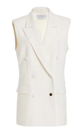 Mayte Vest in Ivory Silk Wool Cady