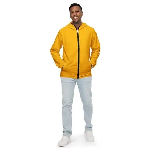 Men's Golden Yellow Lightweight Hooded Windbreaker Jacket