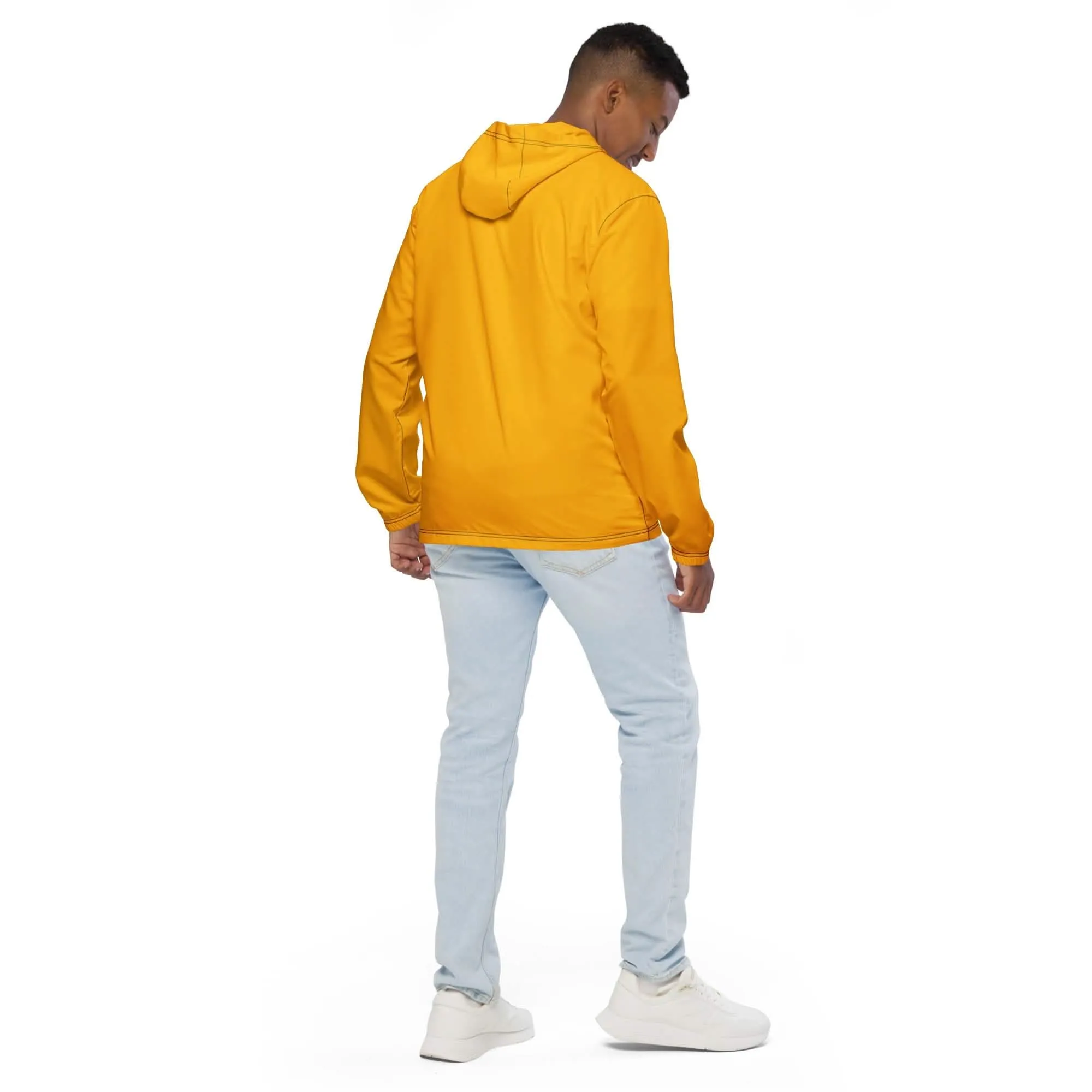 Men's Golden Yellow Lightweight Hooded Windbreaker Jacket