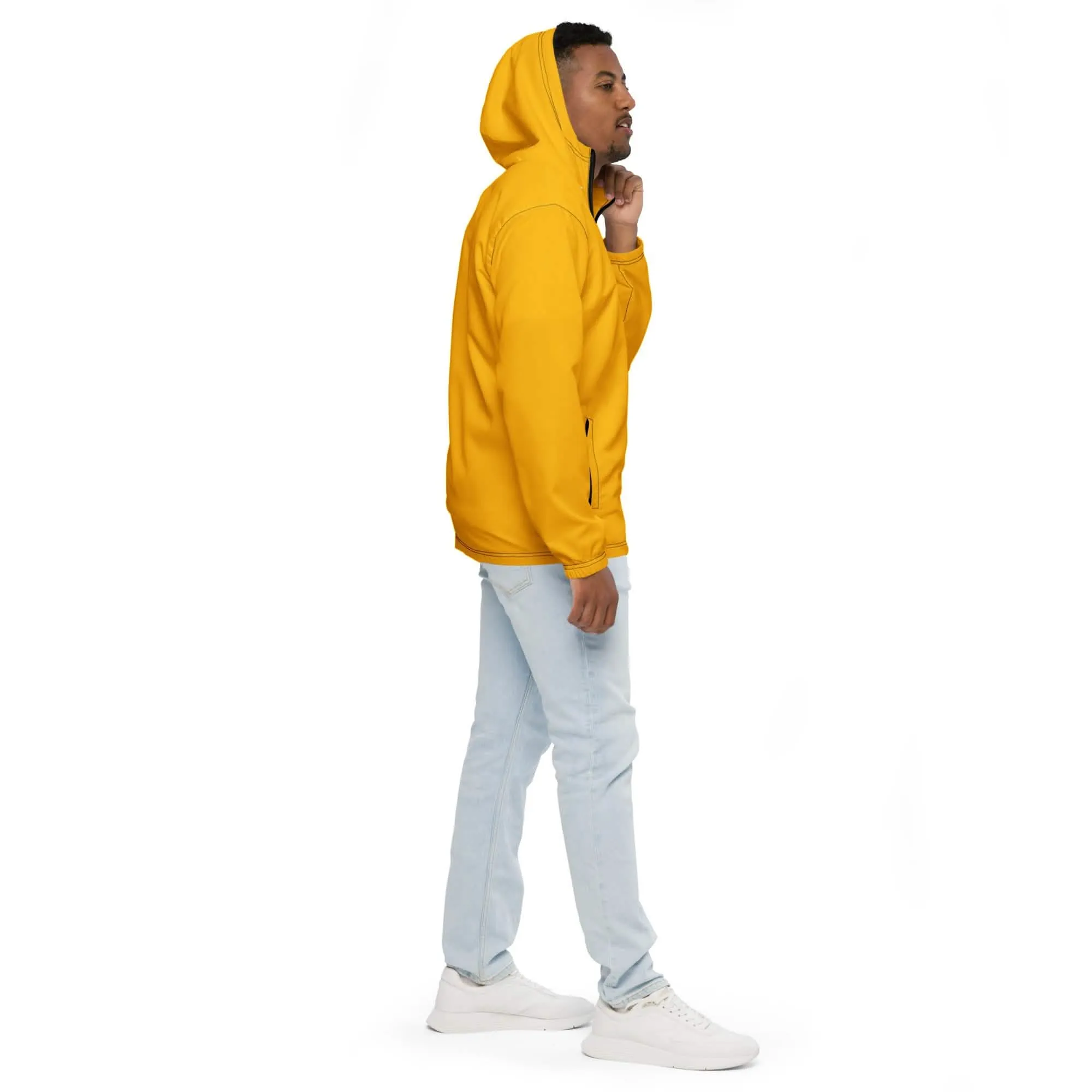 Men's Golden Yellow Lightweight Hooded Windbreaker Jacket