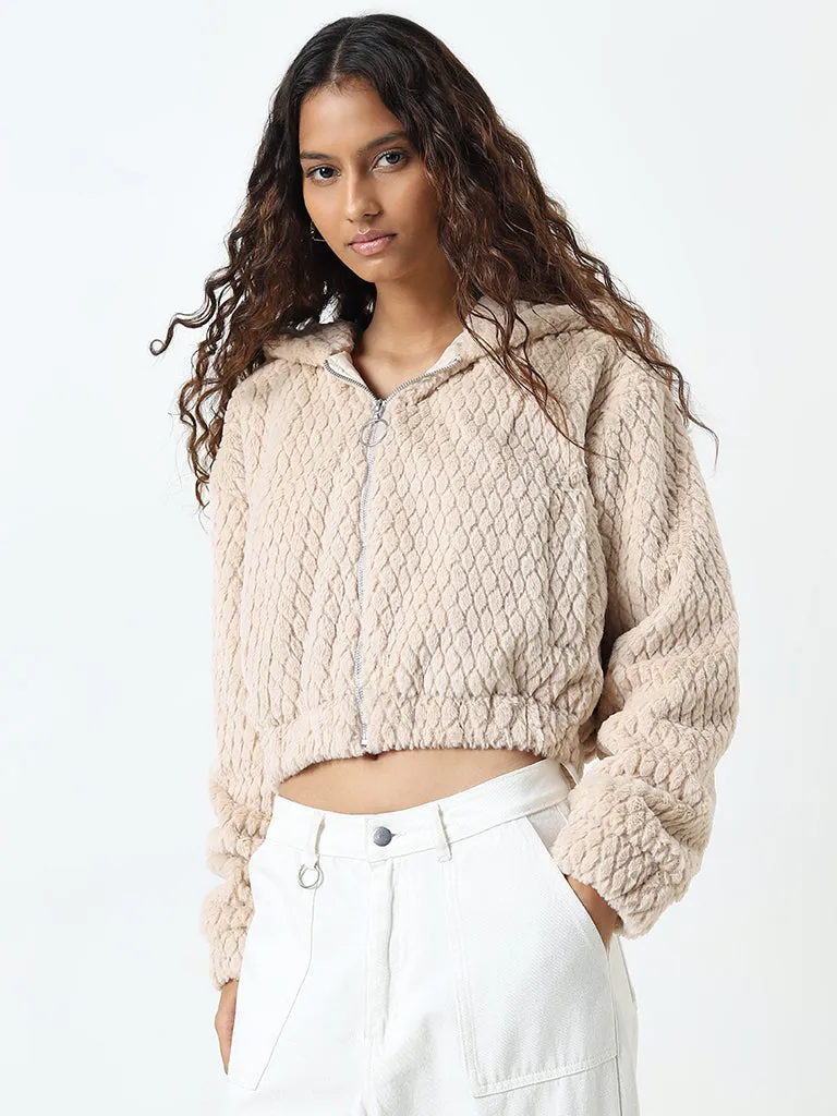 Nuon Beige Faux-Fur Hooded Jacket