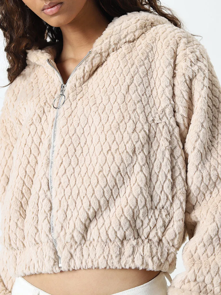 Nuon Beige Faux-Fur Hooded Jacket